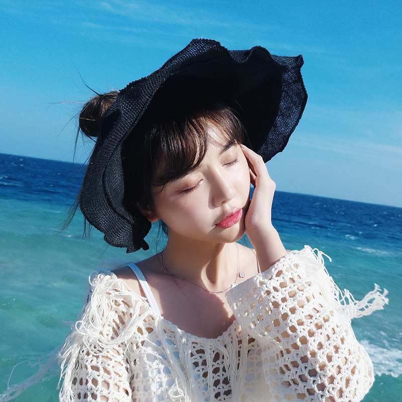 Korean Linen Foldable Hat Female Summer Sun Protection UV Protection Air Top Sun-Proof Big Brim Sun Hat Cover Face Korean Linen Foldable Hat Female Summer Sun Protection UV Protection Air Top Sun-Proof Big Brim Sun Hat Cover Face