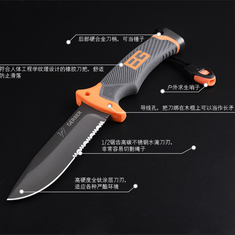 Tactical High Hardness Straight Knife Field Survival Collection SelfDefense Portable Knife Outdoor Knife Fishing Knife