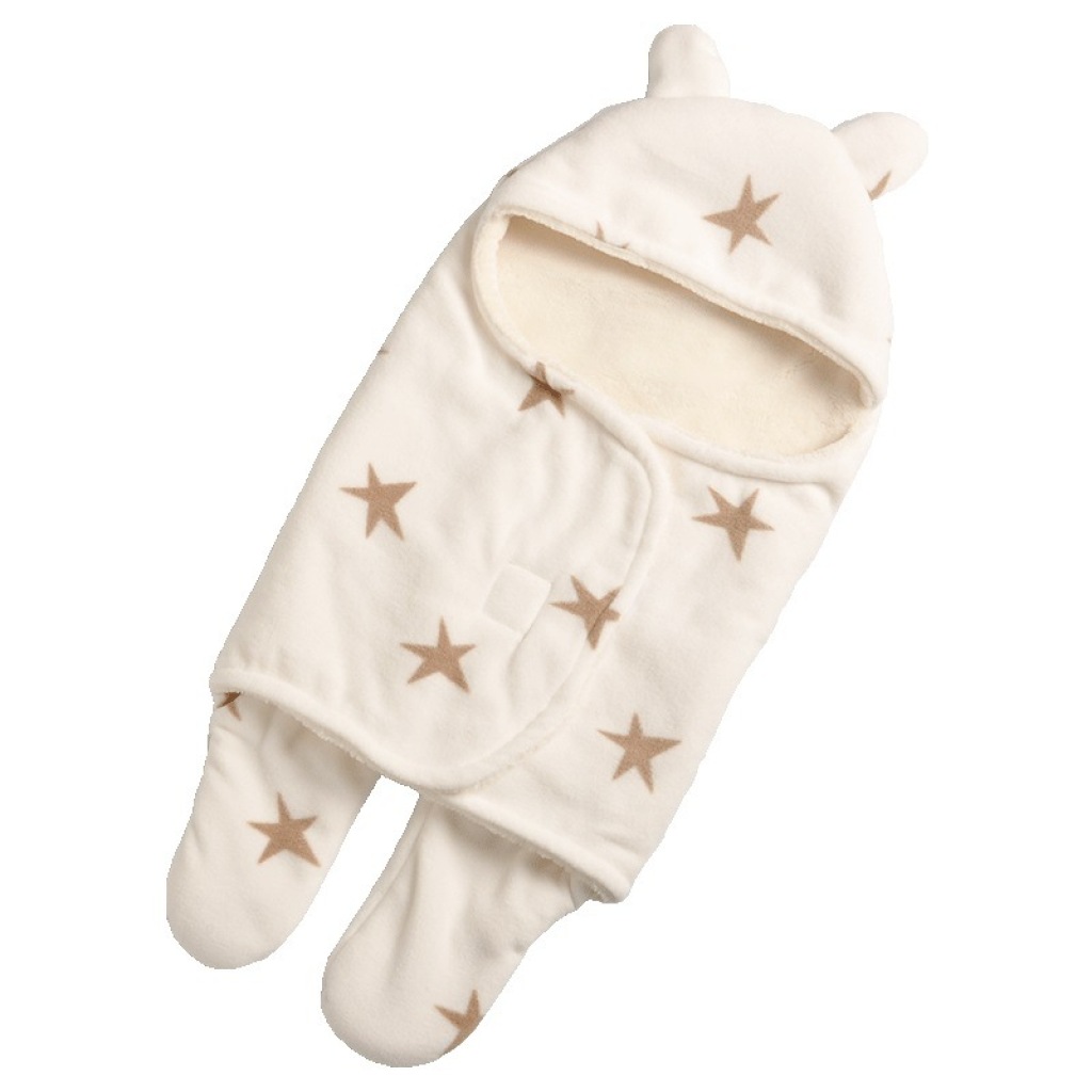 Newborn Swaddling Sleeping Bag Split Leg Baby Double-Layer Thickened Polar Fleece Comfortable Cotton Fleece Polyester Printed Plush 65*75