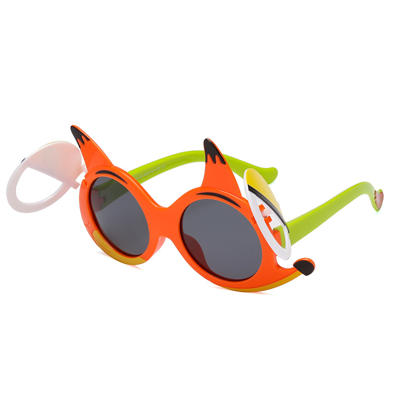2021 New Fashion Cartoon Fox Flip Children&#039;s Sunglasses Outdoor UV-Proof Polarized Silicone