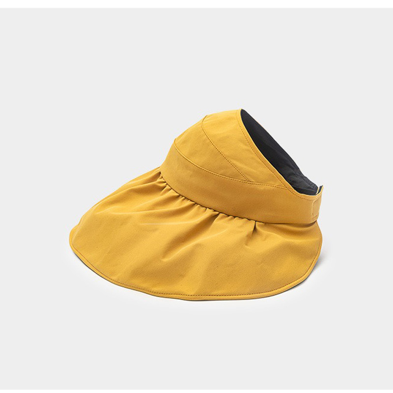 Japanese Sun-Proof Bucket Hat Women&#039;s Summer UV-Proof Air Top Vinyl Big Brim Foldable Headless Hat