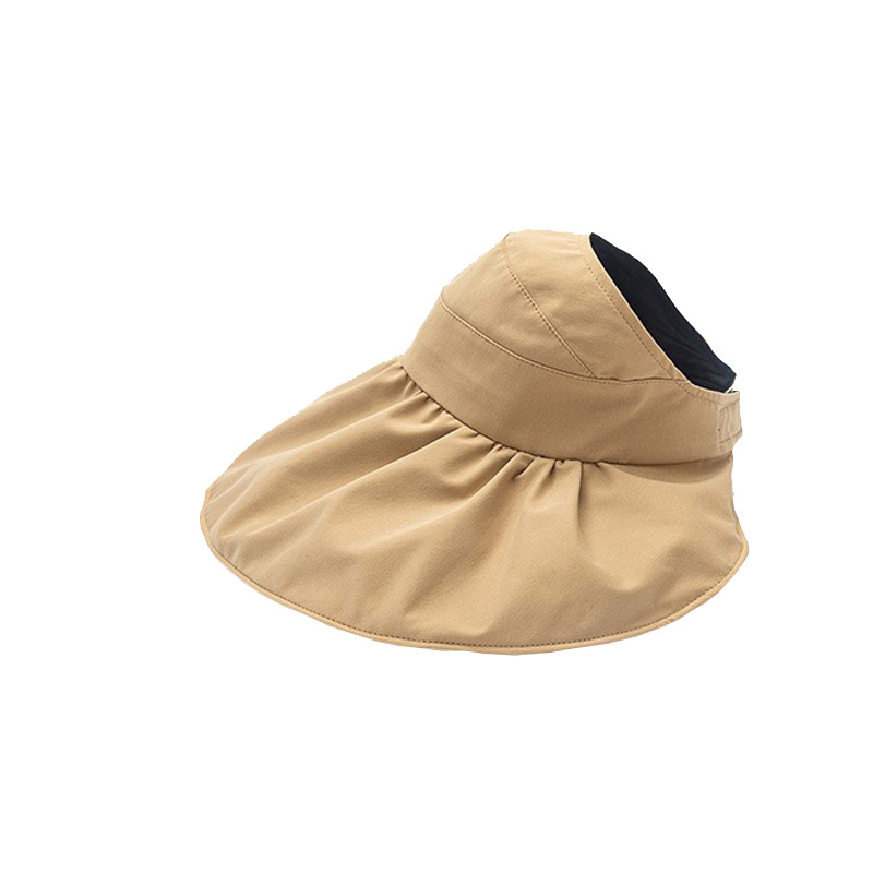 Japanese Sun-Proof Bucket Hat Women&#039;s Summer UV-Proof Air Top Vinyl Big Brim Foldable Headless Hat