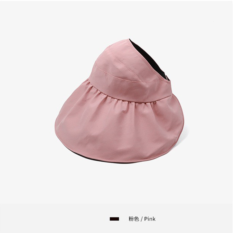 Japanese Sun-Proof Bucket Hat Women&#039;s Summer UV-Proof Air Top Vinyl Big Brim Foldable Headless Hat