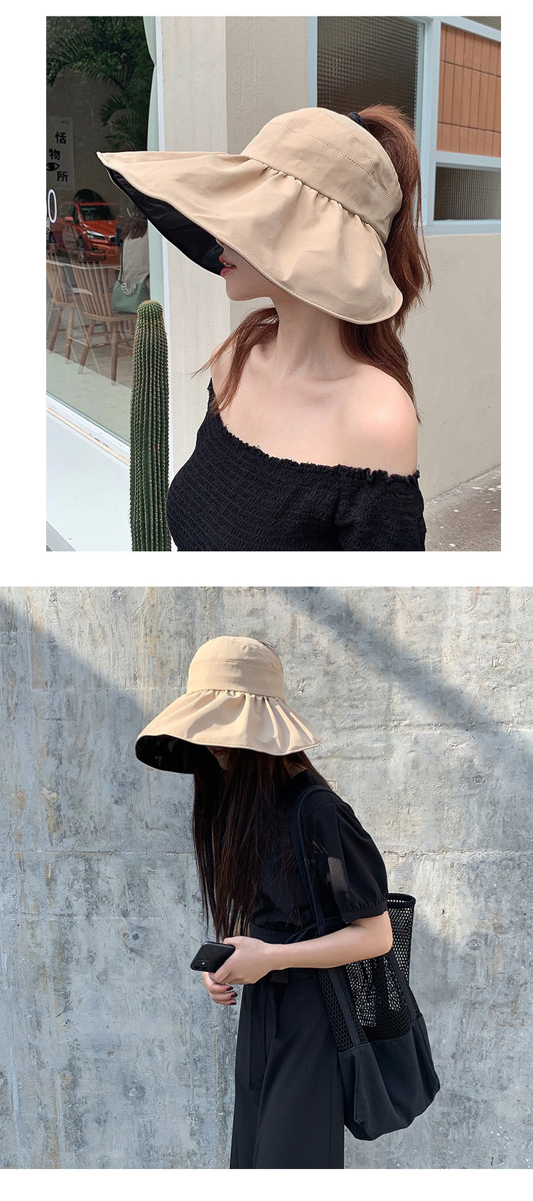 Japanese Sun-Proof Bucket Hat Women's Summer UV-Proof Air Top Vinyl Big Brim Foldable Headless Hat Japanese Sun-Proof Bucket Hat Women's Summer UV-Proof Air Top Vinyl Big Brim Foldable Headless Hat