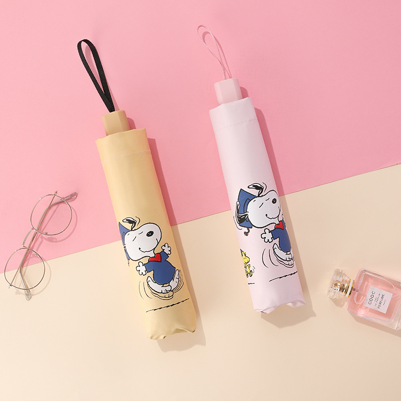 Automatic Umbrella Fresh Sun Umbrella Sunshade Snoopy Folding UV-Proof Black Glue Sunny and Rainy Dual-Use Advertising
