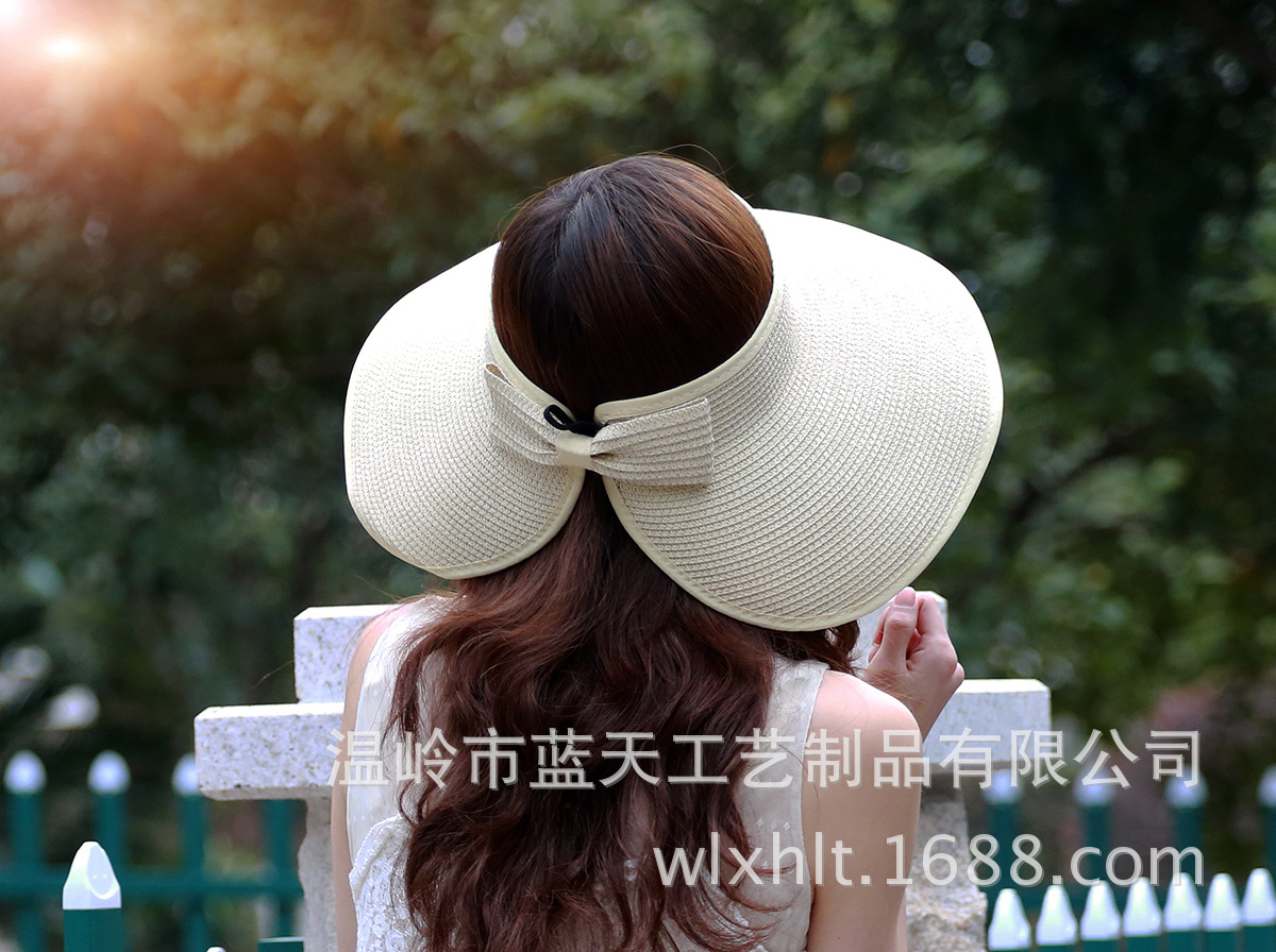 Hat Female Summer Big Brim Sun-Proof Straw Hat Sun Protection UV Protection Visor Cap Foldable Beach Trip Straw Hat
