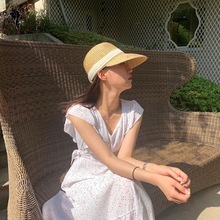 Sun Li Same Product Sun-Proof UV Japanese Paper Straw Hat Spring and Summer Foldable Bow Beach Bucket Hat Women Sun Li Same Product Sun-Proof UV Japanese Paper Straw Hat Spring and Summer Foldable Bow Beach Bucket Hat Women