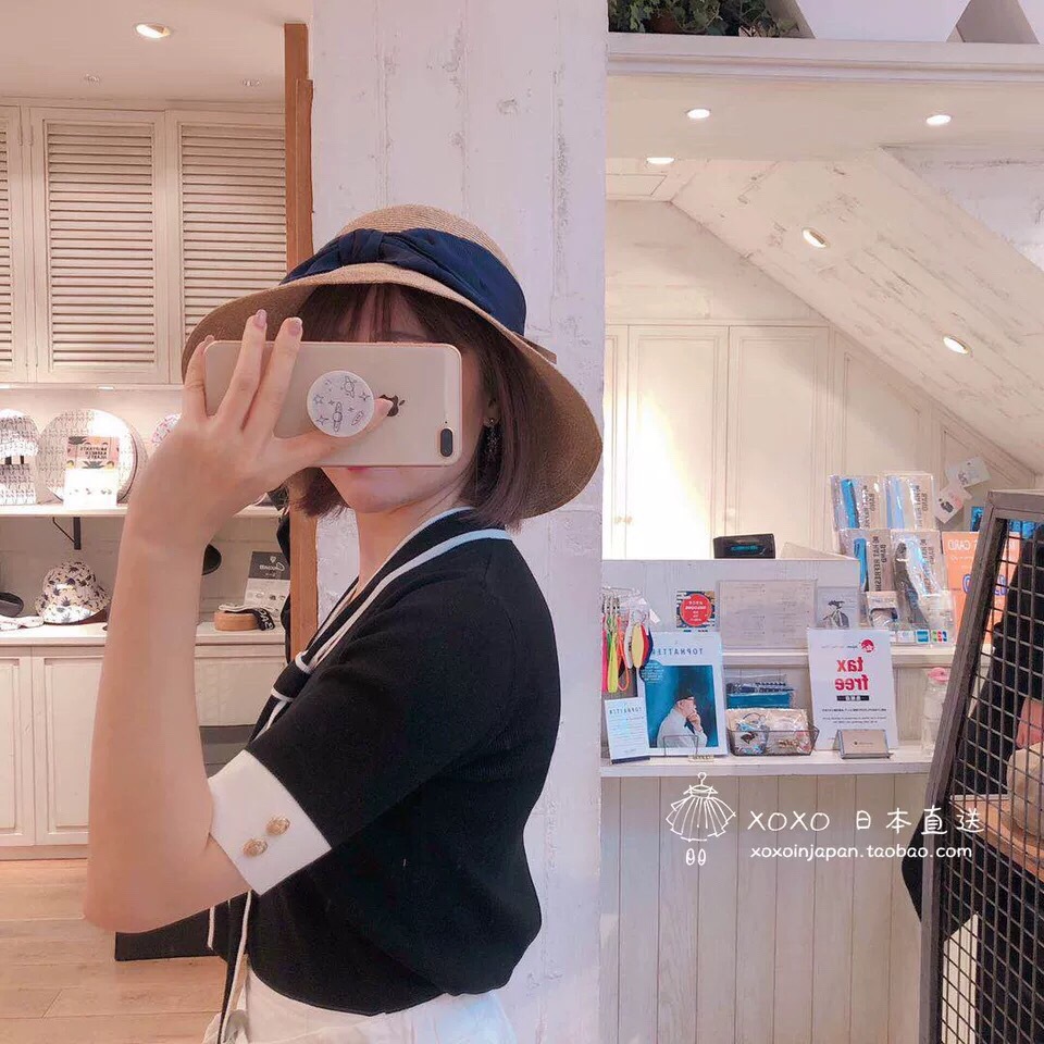 Sun Li Same Product Sun-Proof UV Japanese Paper Straw Hat Spring and Summer Foldable Bow Beach Bucket Hat Women Sun Li Same Product Sun-Proof UV Japanese Paper Straw Hat Spring and Summer Foldable Bow Beach Bucket Hat Women