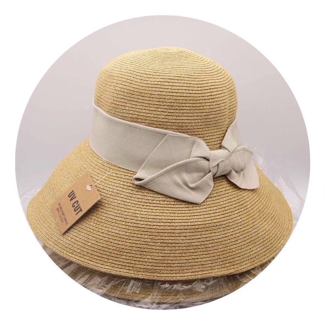 Sun Li Same Product Sun-Proof UV Japanese Paper Straw Hat Spring and Summer Foldable Bow Beach Bucket Hat Women Sun Li Same Product Sun-Proof UV Japanese Paper Straw Hat Spring and Summer Foldable Bow Beach Bucket Hat Women