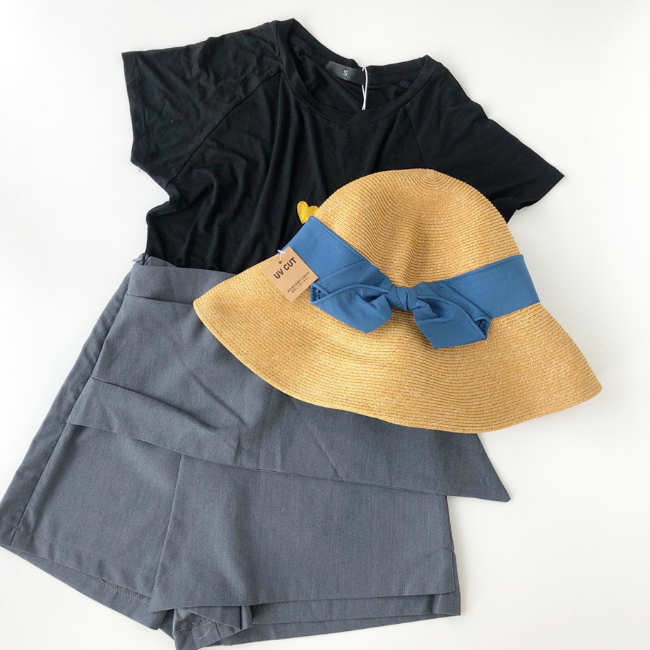 Sun Li Same Product Sun-Proof UV Japanese Paper Straw Hat Spring and Summer Foldable Bow Beach Bucket Hat Women Sun Li Same Product Sun-Proof UV Japanese Paper Straw Hat Spring and Summer Foldable Bow Beach Bucket Hat Women