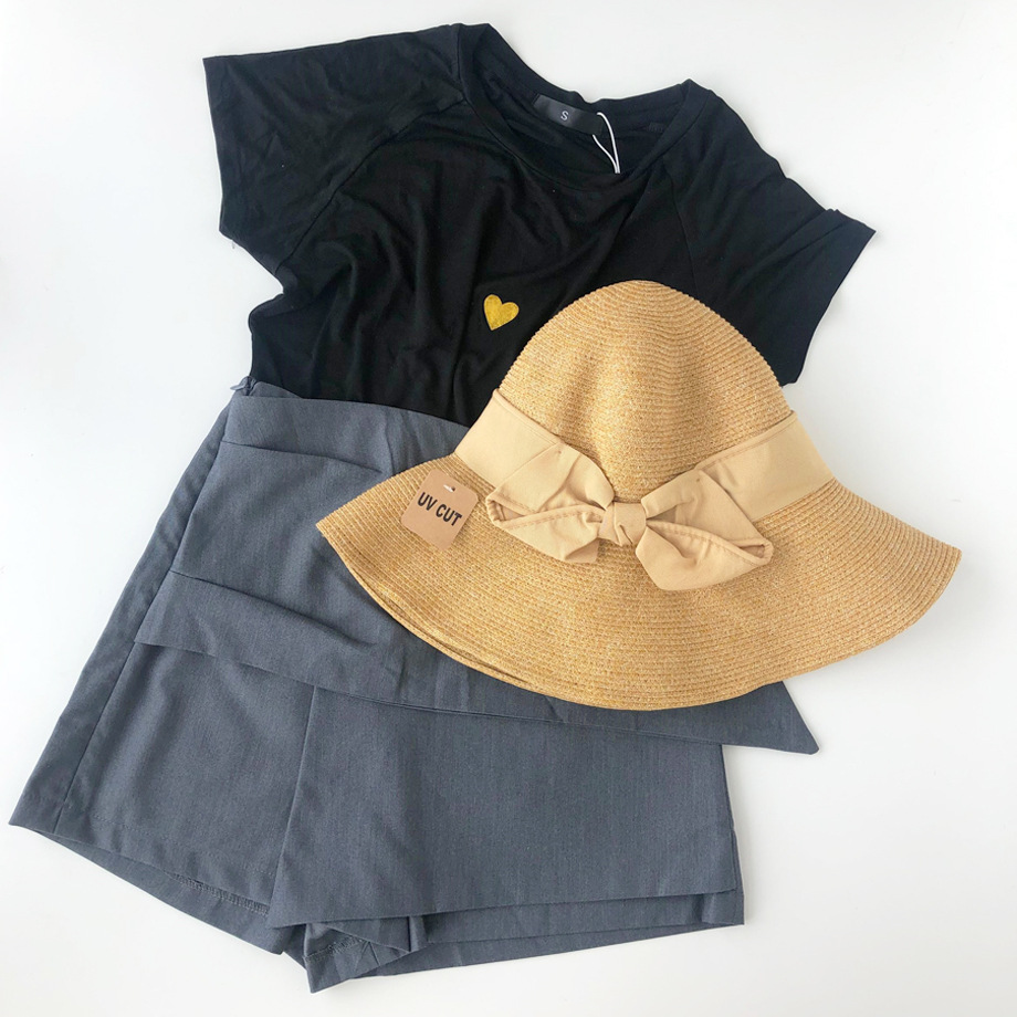 Sun Li Same Product Sun-Proof UV Japanese Paper Straw Hat Spring and Summer Foldable Bow Beach Bucket Hat Women Sun Li Same Product Sun-Proof UV Japanese Paper Straw Hat Spring and Summer Foldable Bow Beach Bucket Hat Women