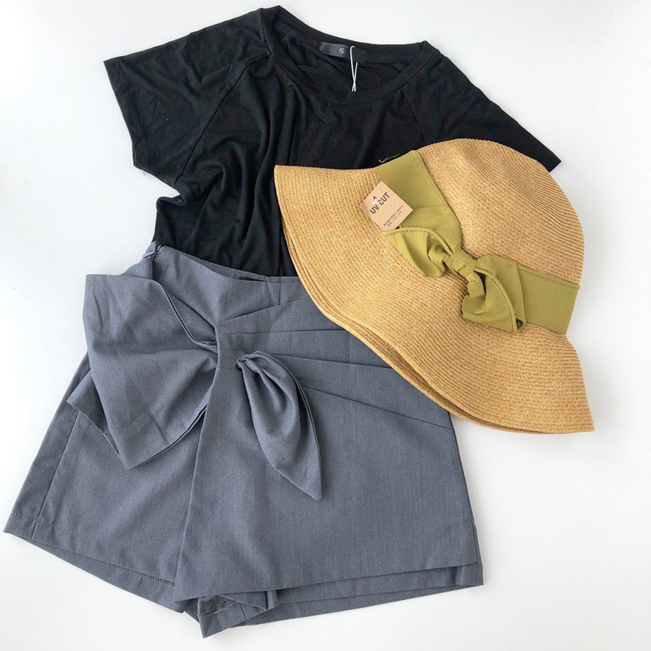 Sun Li Same Product Sun-Proof UV Japanese Paper Straw Hat Spring and Summer Foldable Bow Beach Bucket Hat Women Sun Li Same Product Sun-Proof UV Japanese Paper Straw Hat Spring and Summer Foldable Bow Beach Bucket Hat Women