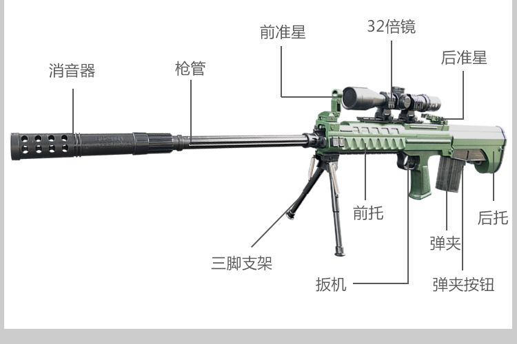 Qbu-88 sniper rifle Water cartridge gun Jedi survival toy gunman loaded fire rifle
