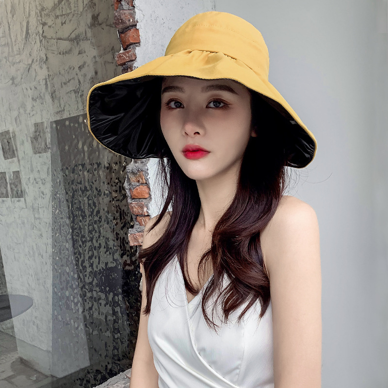 New Air Top Sunhat Women&#039;s Summer Leisure Travel UV Protection Big Brim Sun-Proof Vinyl Bucket Hat Dew Ponytail