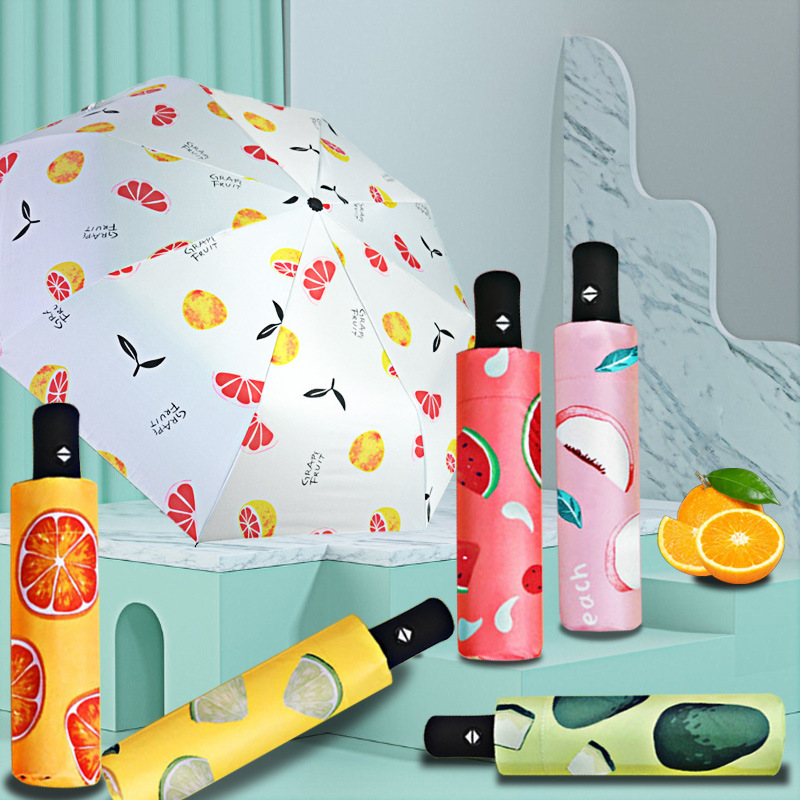 Umbrella Fruit Fruit Fun Sun-Proof Sun-Proof UV-Proof Rain-Proof Dual-Use Vinyl Sun Umbrella Can Be Printed Advertising Umbrella