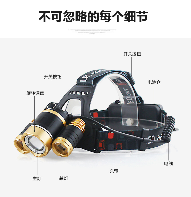 Outdoor T6 Lithium Battery Major Headlamp High Power Waterproof Aluminum Alloy Fishing Hunting Rechargeable Headlight Outdoor T6 Lithium Battery Major Headlamp High Power Waterproof Aluminum Alloy Fishing Hunting Rechargeable Headlight