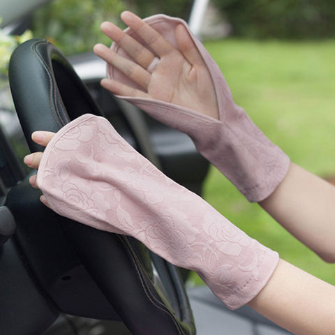 Summer Lace Leak Finger Sun Protection Gloves Women's Short Riding Driving Outdoor UV-Proof ICE Cotton Mid-Length Oversleeves Summer Lace Leak Finger Sun Protection Gloves Women's Short Riding Driving Outdoor UV-Proof ICE Cotton Mid-Length Oversleeves