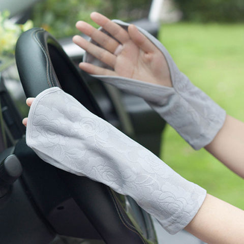 Summer Lace Leak Finger Sun Protection Gloves Women's Short Riding Driving Outdoor UV-Proof ICE Cotton Mid-Length Oversleeves Summer Lace Leak Finger Sun Protection Gloves Women's Short Riding Driving Outdoor UV-Proof ICE Cotton Mid-Length Oversleeves