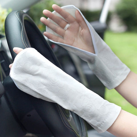 Summer Lace Leak Finger Sun Protection Gloves Women's Short Riding Driving Outdoor UV-Proof ICE Cotton Mid-Length Oversleeves Summer Lace Leak Finger Sun Protection Gloves Women's Short Riding Driving Outdoor UV-Proof ICE Cotton Mid-Length Oversleeves