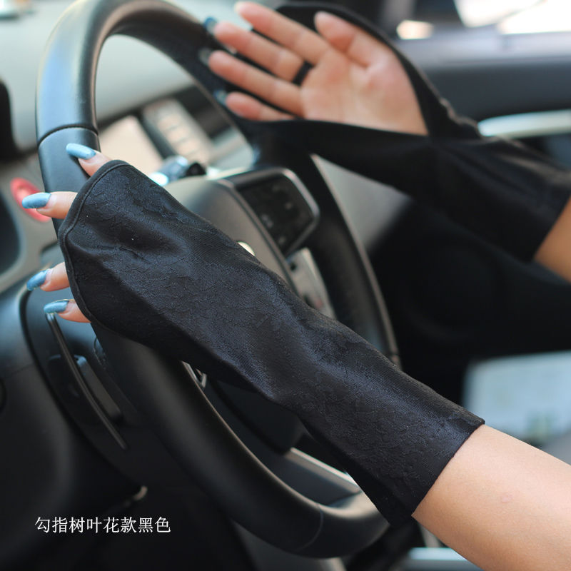 Summer Lace Leak Finger Sun Protection Gloves Women's Short Riding Driving Outdoor UV-Proof ICE Cotton Mid-Length Oversleeves Summer Lace Leak Finger Sun Protection Gloves Women's Short Riding Driving Outdoor UV-Proof ICE Cotton Mid-Length Oversleeves