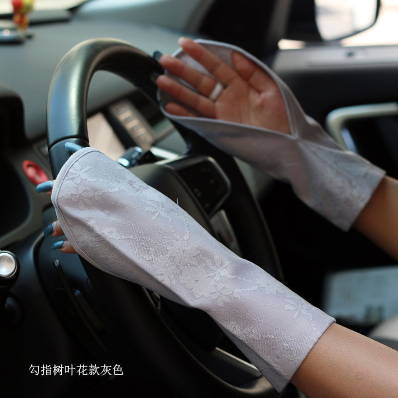 Summer Lace Leak Finger Sun Protection Gloves Women's Short Riding Driving Outdoor UV-Proof ICE Cotton Mid-Length Oversleeves Summer Lace Leak Finger Sun Protection Gloves Women's Short Riding Driving Outdoor UV-Proof ICE Cotton Mid-Length Oversleeves