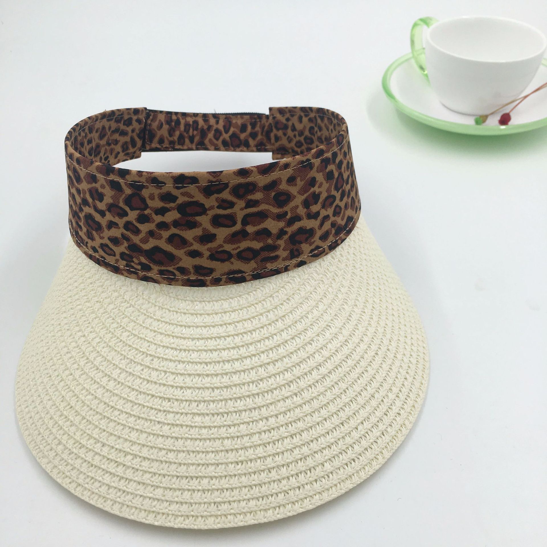Leopard Print Hat Summer Foldable Visor Too Brim Sun-Proof Straw Hat Trendy Sun-Proof UV-Proof Beach Hat Wholesale