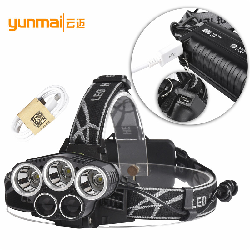Wholesale 3T6 strong head lamp +2LTS headlights new 5LED super bright hunting fishing lamp