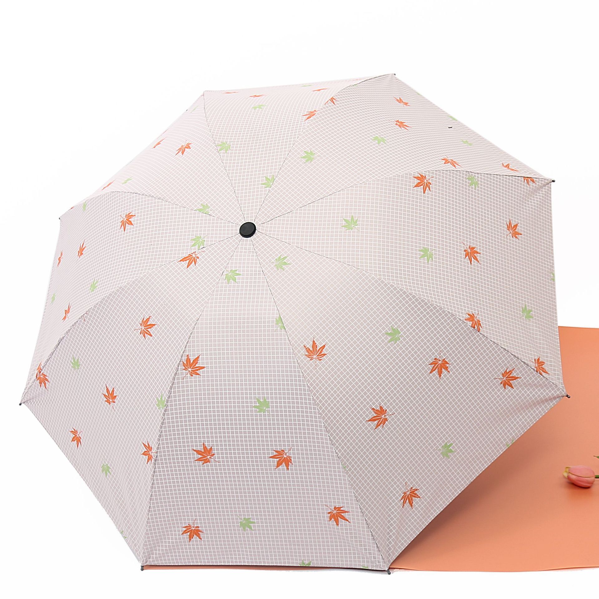 Tiantian Umbrella Free Shipping Advertising Maple Leaf Vinyl Outdoor Sunshade UV-Proof Sunny Rain Sun Umbrella Folding Umbrella