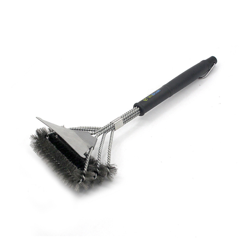 Barbecue Brush  Three-Head Barbecue Brush New Style with Shovel Three-Head Barbecue Brush Grill Cleaning Brush