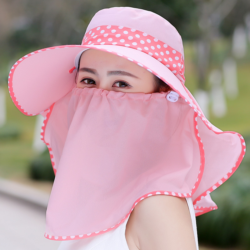 Summer Hat Female Sun Protection Hat Female Sun Hat Female Cycling UV Proof Cap Female Shawl Wide Brim Protective Mask