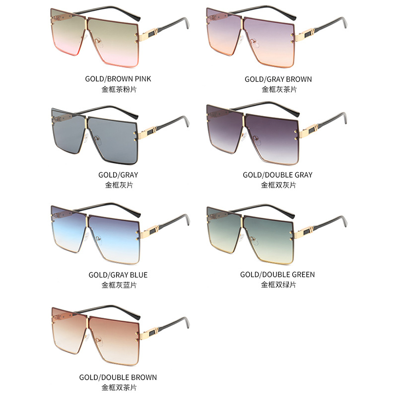 2022 Foreign Trade New Large Frame One-Piece Sun Glasses W Letter Sunglasses Men&#039;s Fashion UV-Proof Sunglasses