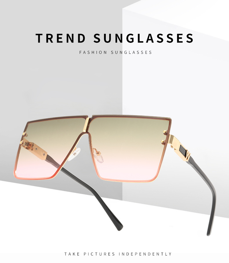 2022 Foreign Trade New Large Frame One-Piece Sun Glasses W Letter Sunglasses Men's Fashion UV-Proof Sunglasses