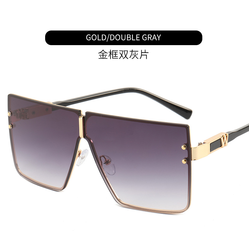 2022 Foreign Trade New Large Frame One-Piece Sun Glasses W Letter Sunglasses Men&#039;s Fashion UV-Proof Sunglasses