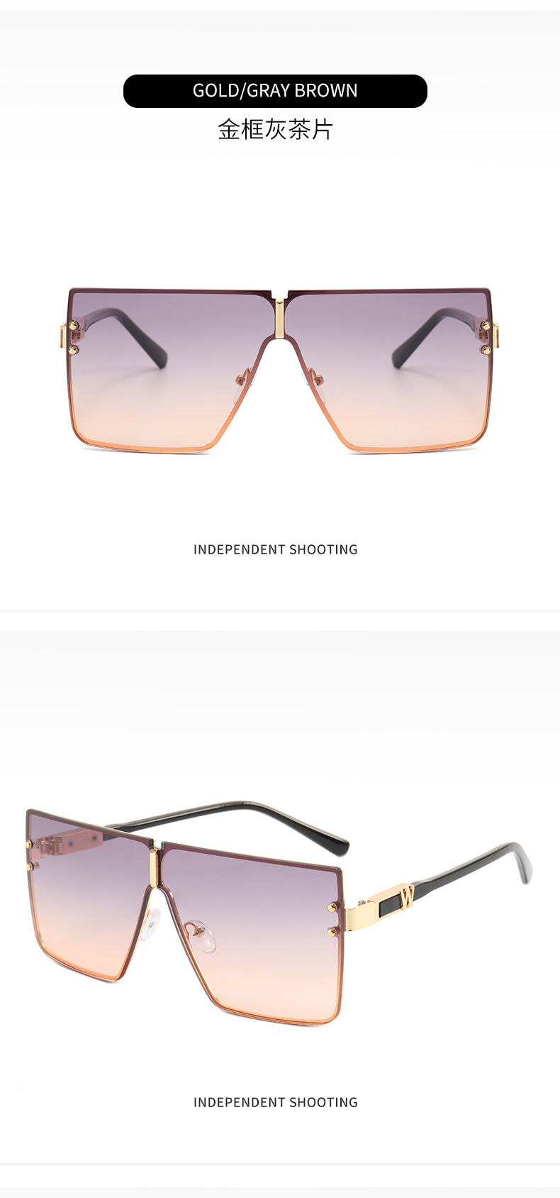 2022 Foreign Trade New Large Frame One-Piece Sun Glasses W Letter Sunglasses Men's Fashion UV-Proof Sunglasses