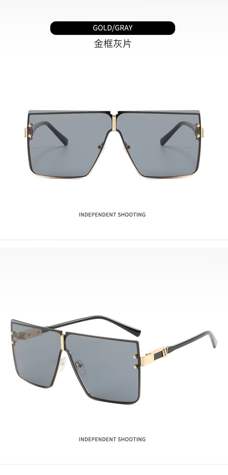 2022 Foreign Trade New Large Frame One-Piece Sun Glasses W Letter Sunglasses Men's Fashion UV-Proof Sunglasses