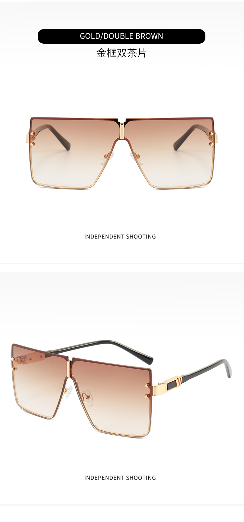 2022 Foreign Trade New Large Frame One-Piece Sun Glasses W Letter Sunglasses Men's Fashion UV-Proof Sunglasses