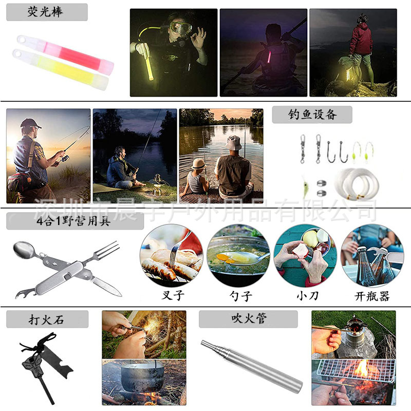 Outdoor Supplies Survival Tool Combination Set Multifunctional Camping Travel Equipment Field EDC Emergency Combat Bag