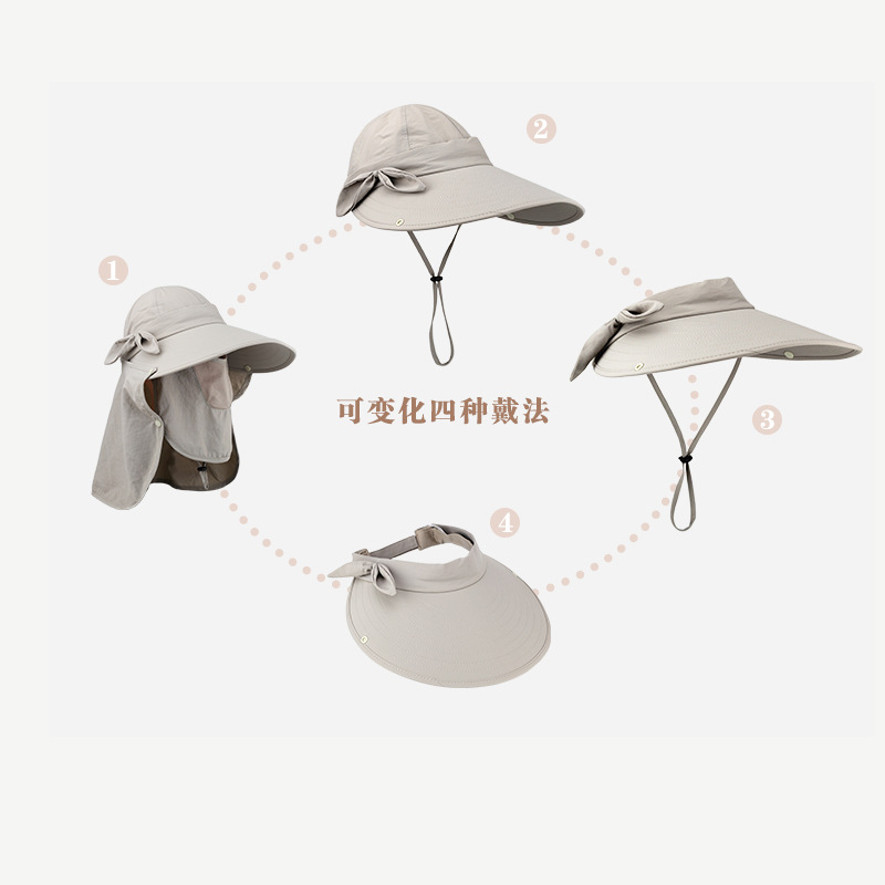 Outdoor Hat Sun Shade UV Protection Mountaineering Face Cover Sun-Proof Sun Shade Sun Hat with Neck Flap Removable Shawl Face Mask Cap
