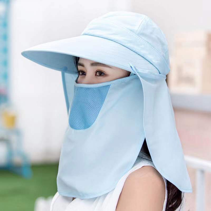 Outdoor Hat Sun Shade UV Protection Mountaineering Face Cover Sun-Proof Sun Shade Sun Hat with Neck Flap Removable Shawl Face Mask Cap