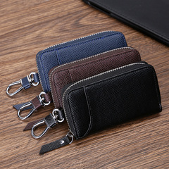 Retro Oil Wax Skin Car Key Case Foreign Trade Genuine Leather Double Zipper Multifunctional Car Key Case European and American Key Bag Retro Oil Wax Skin Car Key Case Foreign Trade Genuine Leather Double Zipper Multifunctional Car Key Case European and American Key Bag