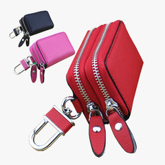 Retro Oil Wax Skin Car Key Case Foreign Trade Genuine Leather Double Zipper Multifunctional Car Key Case European and American Key Bag Retro Oil Wax Skin Car Key Case Foreign Trade Genuine Leather Double Zipper Multifunctional Car Key Case European and American Key Bag