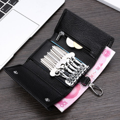 Retro Oil Wax Skin Car Key Case Foreign Trade Genuine Leather Double Zipper Multifunctional Car Key Case European and American Key Bag Retro Oil Wax Skin Car Key Case Foreign Trade Genuine Leather Double Zipper Multifunctional Car Key Case European and American Key Bag