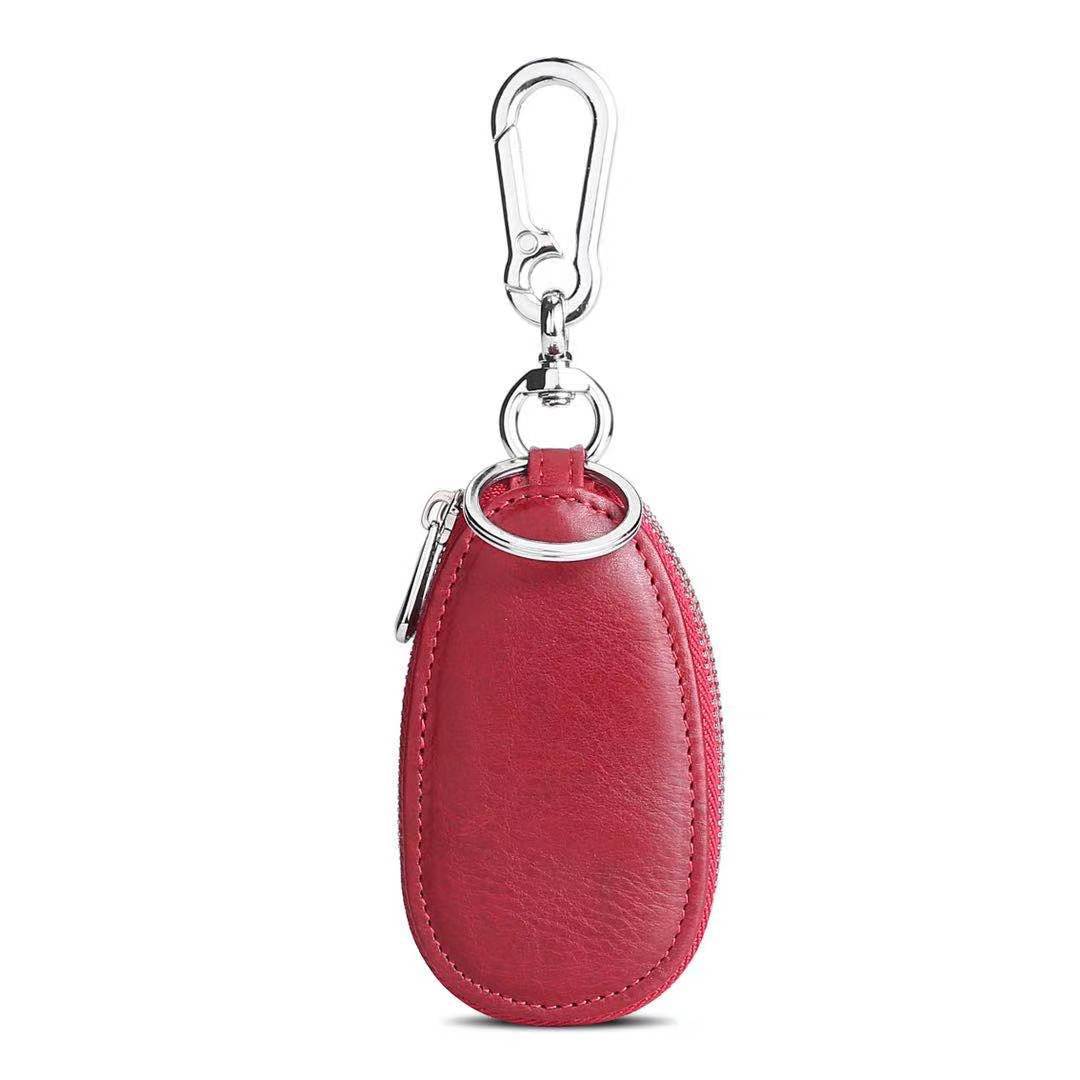 Retro Oil Wax Skin Car Key Case Foreign Trade Genuine Leather Double Zipper Multifunctional Car Key Case European and American Key Bag