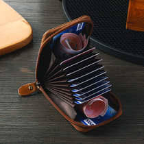 Retro Oil Wax Skin Car Key Case Foreign Trade Genuine Leather Double Zipper Multifunctional Car Key Case European and American Key Bag Retro Oil Wax Skin Car Key Case Foreign Trade Genuine Leather Double Zipper Multifunctional Car Key Case European and American Key Bag
