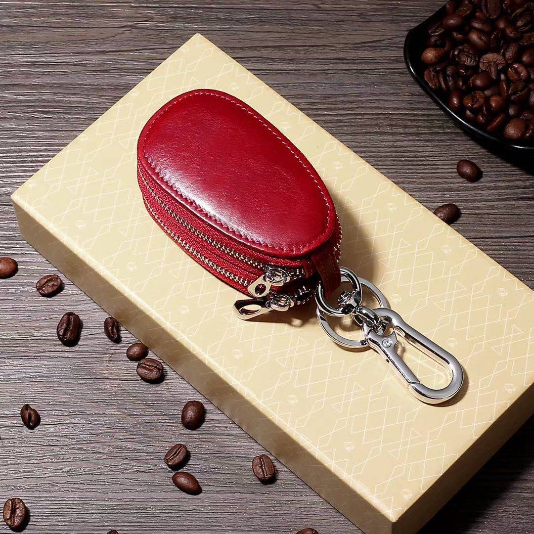 Retro Oil Wax Skin Car Key Case Foreign Trade Genuine Leather Double Zipper Multifunctional Car Key Case European and American Key Bag Retro Oil Wax Skin Car Key Case Foreign Trade Genuine Leather Double Zipper Multifunctional Car Key Case European and American Key Bag