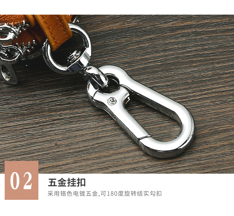 Retro Oil Wax Skin Car Key Case Foreign Trade Genuine Leather Double Zipper Multifunctional Car Key Case European and American Key Bag Retro Oil Wax Skin Car Key Case Foreign Trade Genuine Leather Double Zipper Multifunctional Car Key Case European and American Key Bag
