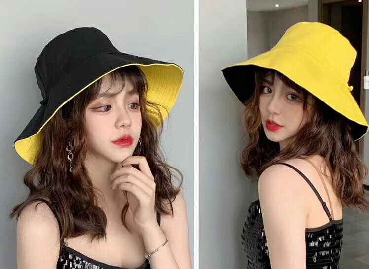Reversible Fisherman Hat Women's Bucket Hat Spring/Summer Autumn Japanese All-Match UV Protection Big Brim Casual Sun-Proof Sun Hat