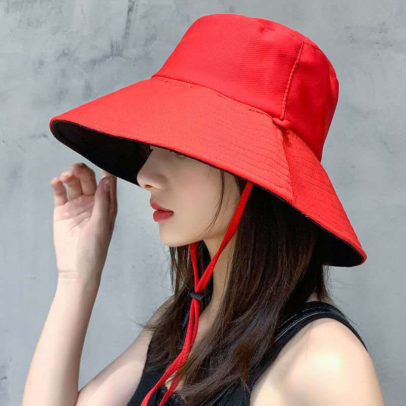 Reversible Fisherman Hat Women&#039;s Bucket Hat Spring/Summer Autumn Japanese All-Match UV Protection Big Brim Casual Sun-Proof Sun Hat