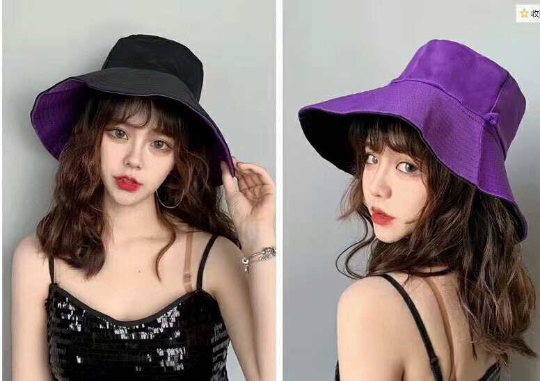 Reversible Fisherman Hat Women's Bucket Hat Spring/Summer Autumn Japanese All-Match UV Protection Big Brim Casual Sun-Proof Sun Hat