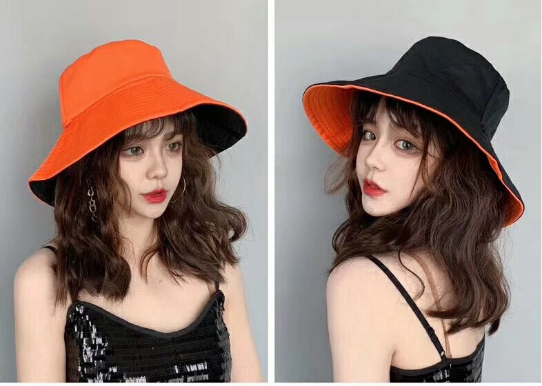 Reversible Fisherman Hat Women's Bucket Hat Spring/Summer Autumn Japanese All-Match UV Protection Big Brim Casual Sun-Proof Sun Hat